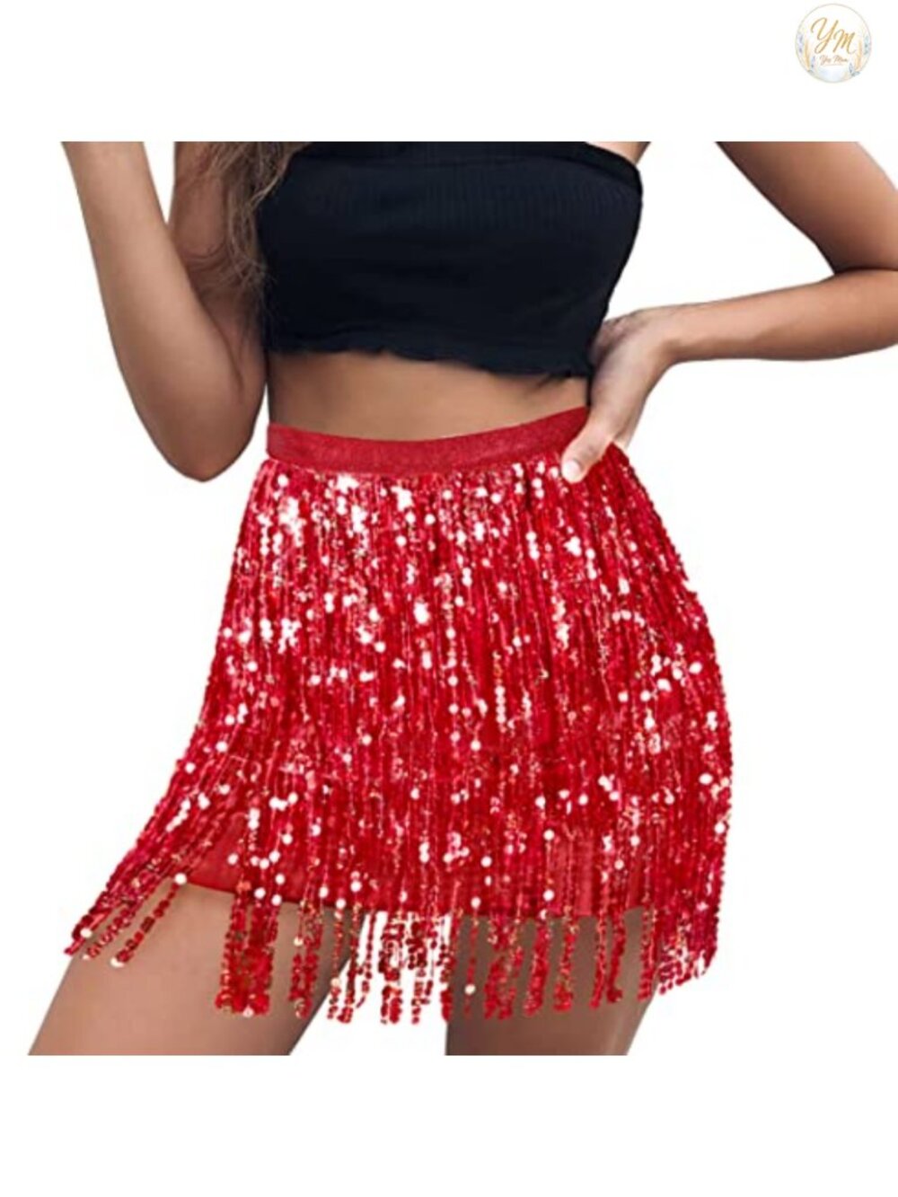 Sequin Fringe Mini Skirt Festival Party Dance Costume Rave Clubwear
